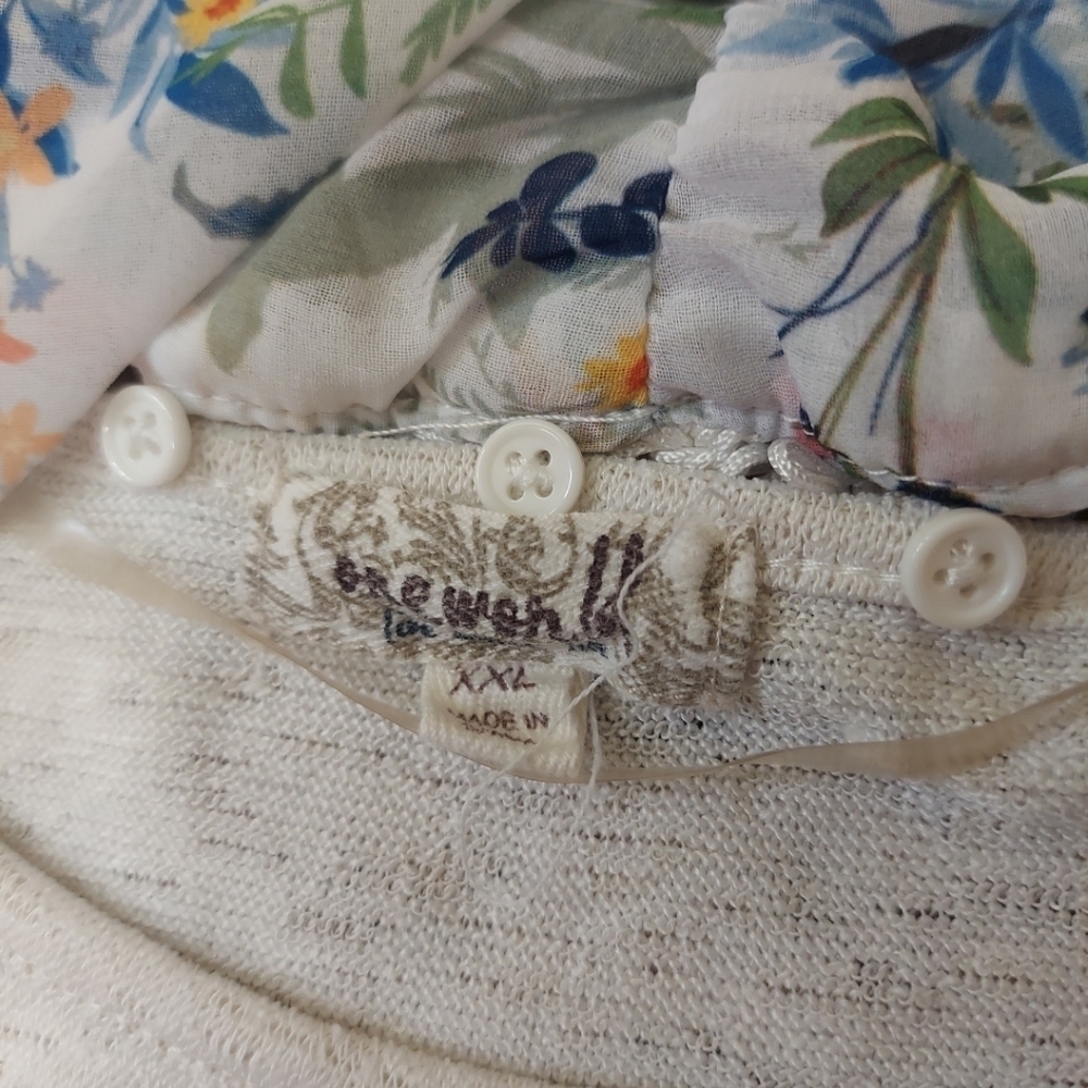 One World Live and Let Live Floral Shirt w Scarf XXL Blouse NWOT - Picture 3 of 11